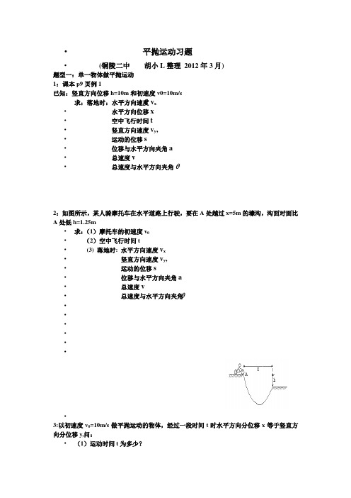 平抛运动题型归类(习题分析)