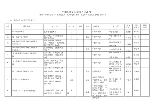 中国药学会2019年学术会议计划