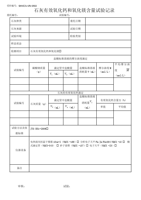 石灰有效氧化钙氧化镁测定 