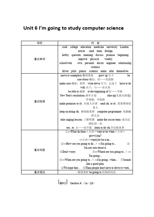 人教版八年级上册 Unit 6 I'm going to study computer science