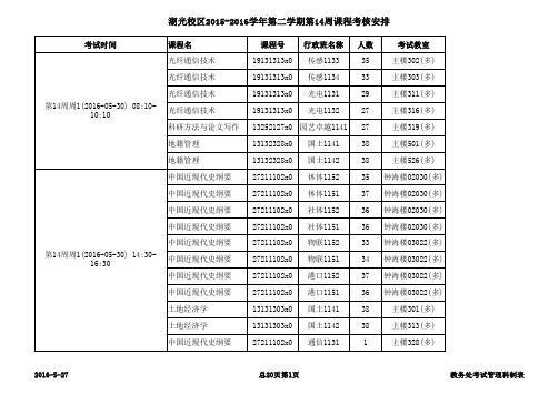 湖光校区2015-2016-2第14周课程考核安排