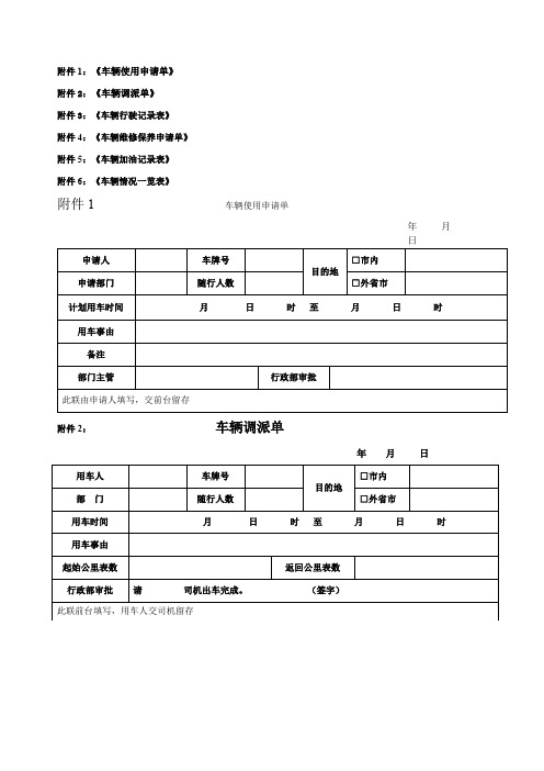 公司车辆使用登记模版