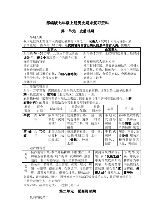 部编人教版七年级上册历史期末复习资料