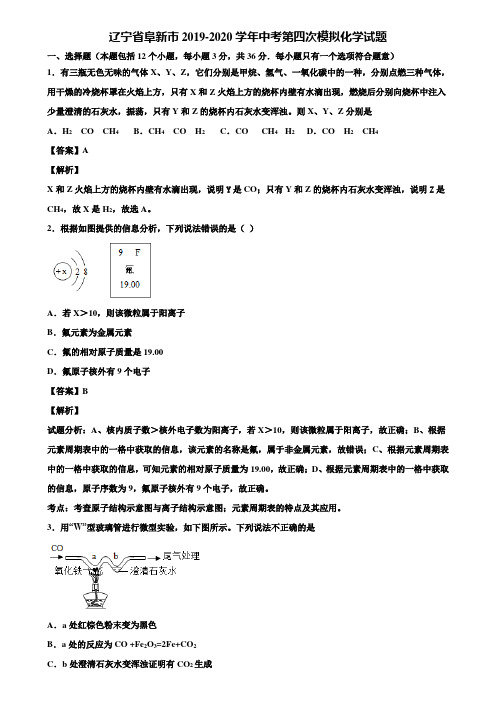 辽宁省阜新市2019-2020学年中考第四次模拟化学试题含解析