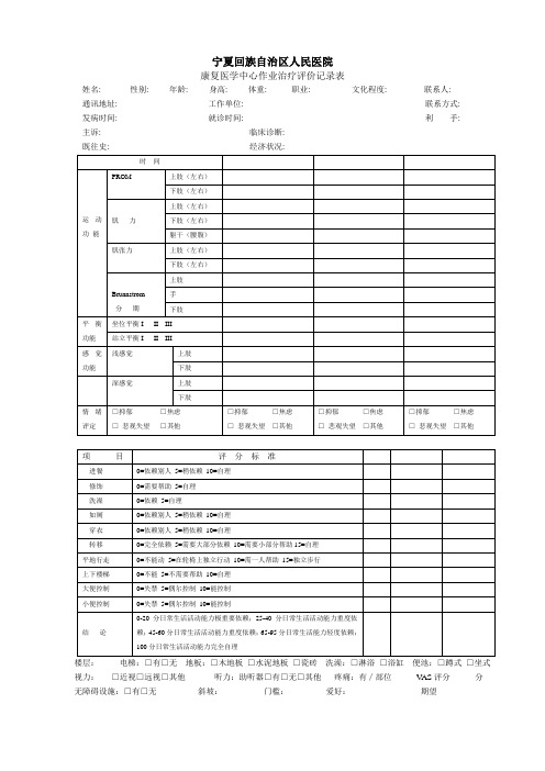 作业治疗评定量表