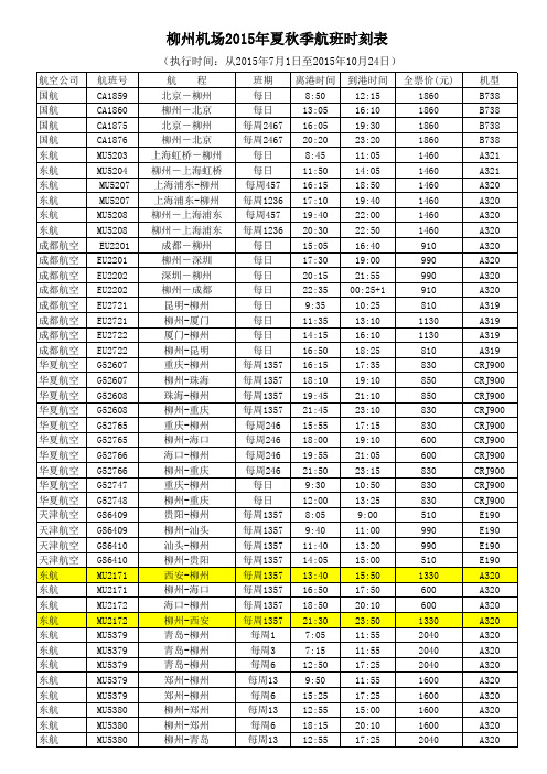 柳州机场航班时刻表(2015年7月))(1)