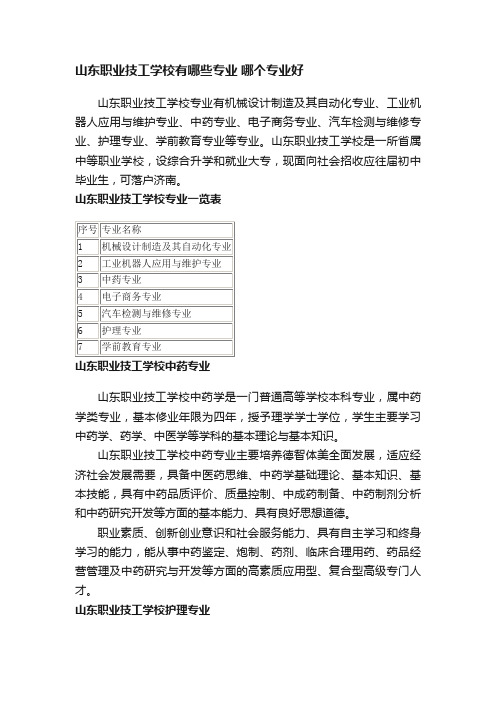 山东职业技工学校有哪些专业哪个专业好