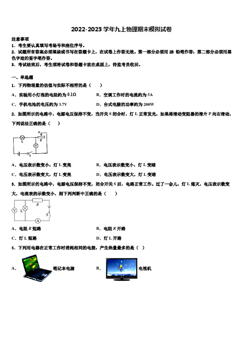 2022-2023学年新疆乌鲁木齐市第九十八中学物理九年级第一学期期末达标检测模拟试题含解析