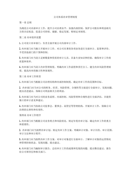 公司体系内审管理制度