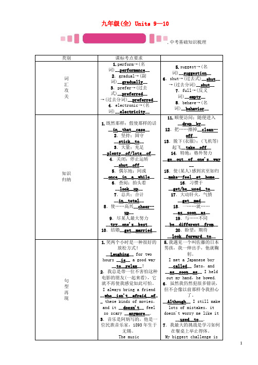 中考英语命题研究 第一部分 教材知识梳理篇 九全 Unit