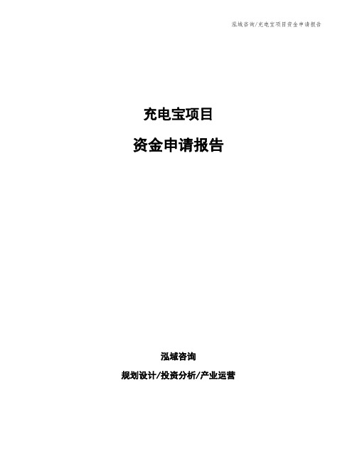 充电宝项目资金申请报告