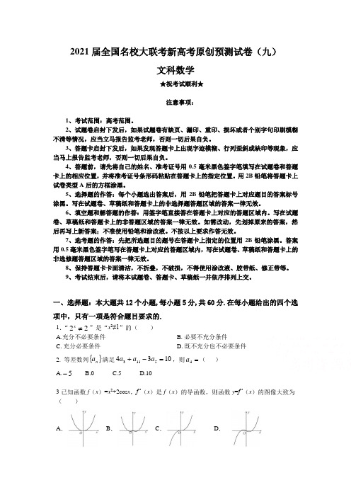 2021届全国名校大联考新高考原创预测试卷(九)文科数学