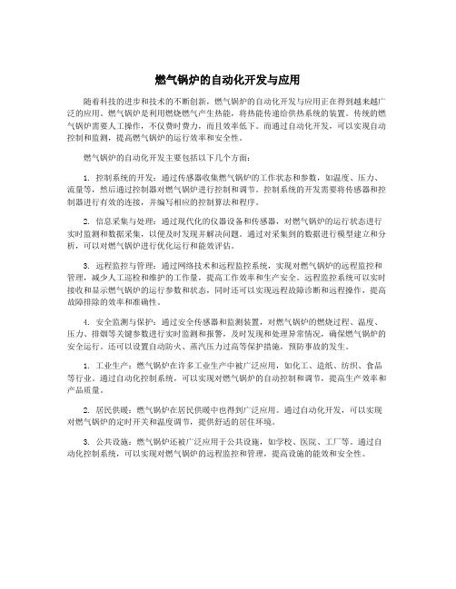 燃气锅炉的自动化开发与应用