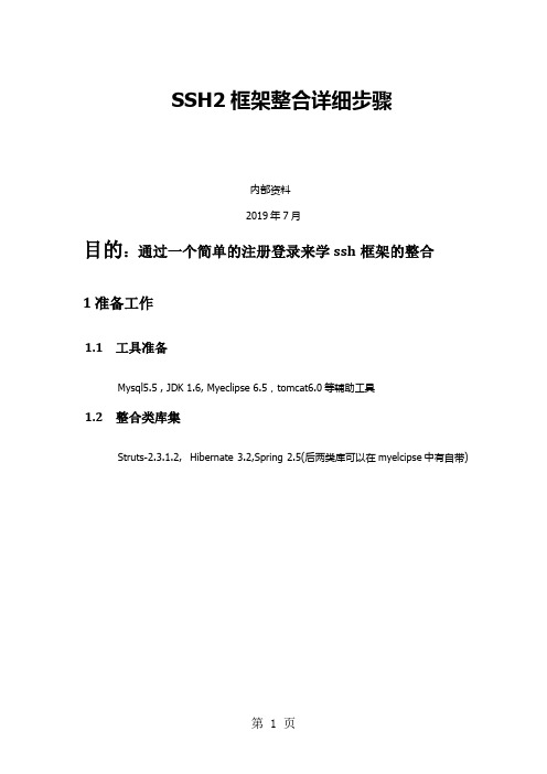 SSH2框架整合学习指南word资料11页