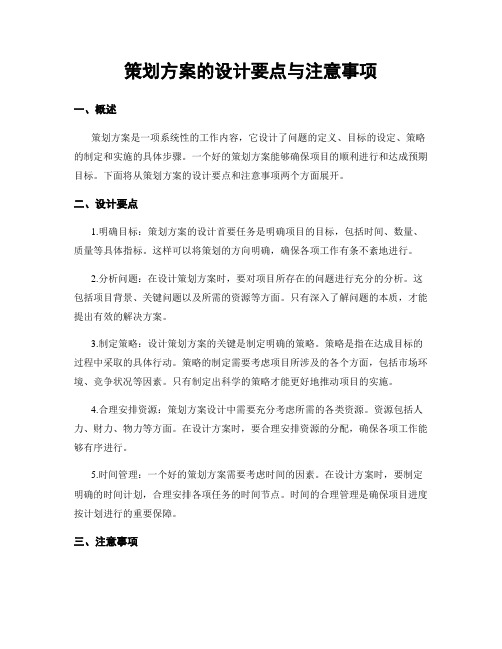 策划方案的设计要点与注意事项