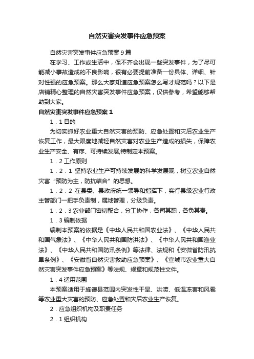 自然灾害突发事件应急预案