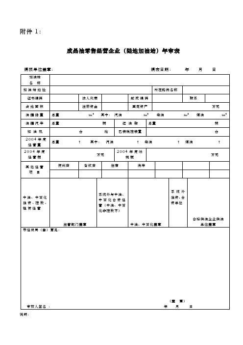 成品油零售经营企业(陆地加油站)年审表