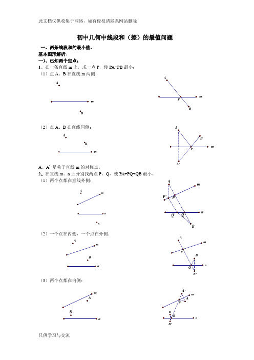 初中几何中线段和差的最大值与最小值练习题(最全)教学文案