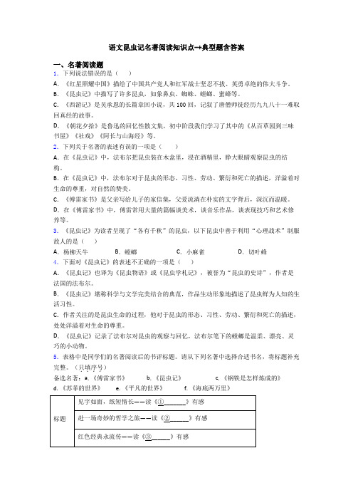 语文昆虫记名著阅读知识点-+典型题含答案