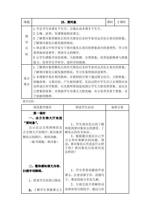 六年级语文下册教案 黄河象▎冀教 课标版 