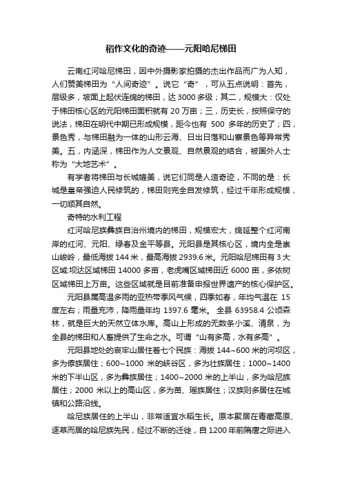 稻作文化的奇迹——元阳哈尼梯田