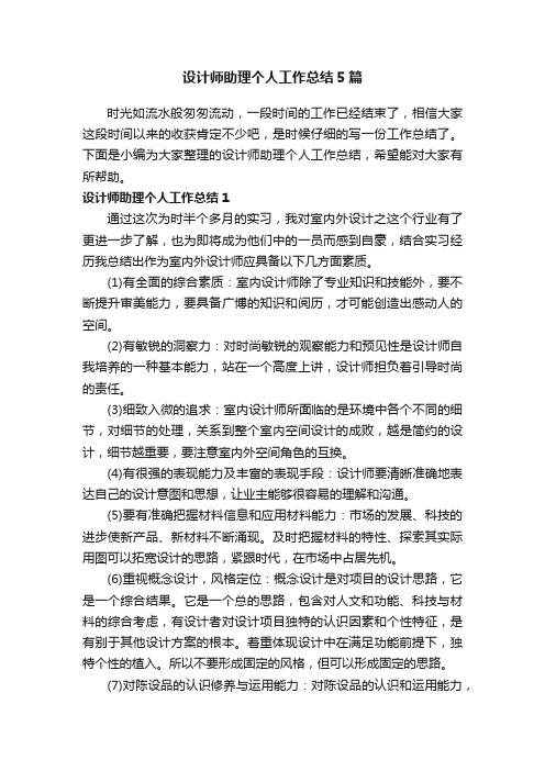 设计师助理个人工作总结5篇