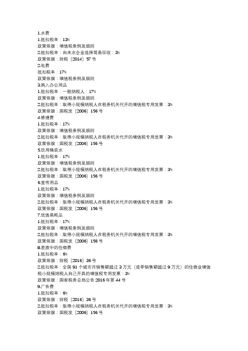 抵扣项目汇总