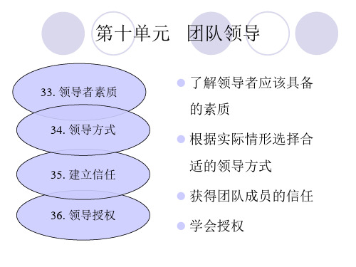 个人与团队管理之十(团队领导)