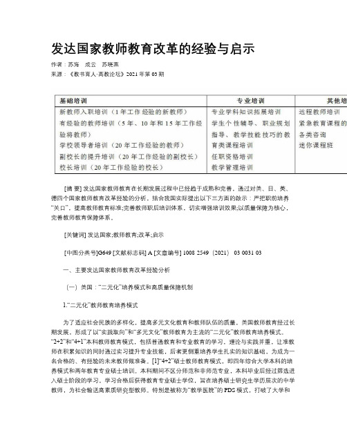 发达国家教师教育改革的经验与启示