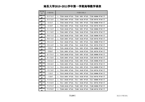 1-高等数学课表