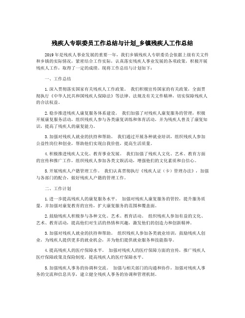 残疾人专职委员工作总结与计划_乡镇残疾人工作总结