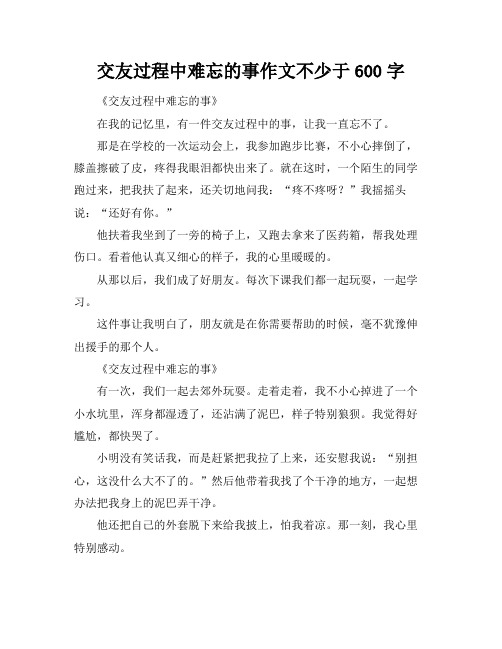 交友过程中难忘的事作文不少于600字