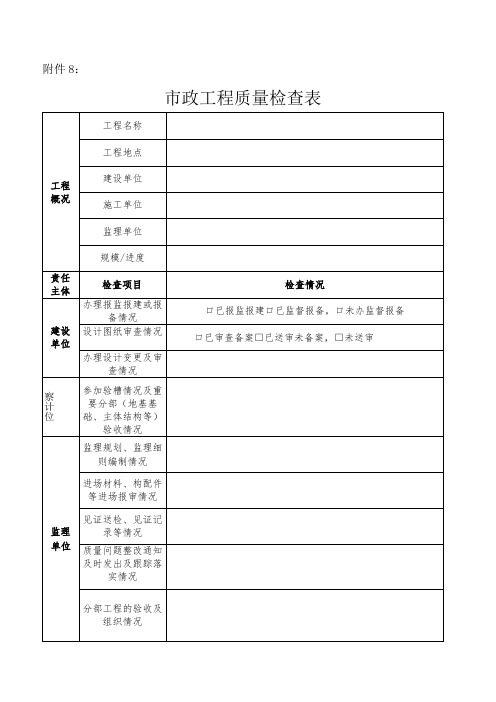 市政工程质量检查表