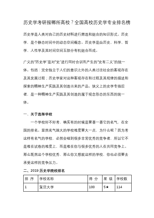 历史学考研报哪所高校？全国高校历史学专业排名榜