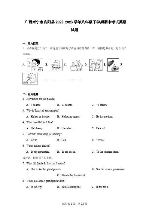 广西南宁市宾阳县2022-2023学年八年级下学期期末考试英语试题