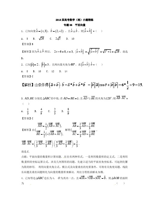 专题06 平面向量第01期-2018年高考数学理备考之小题精