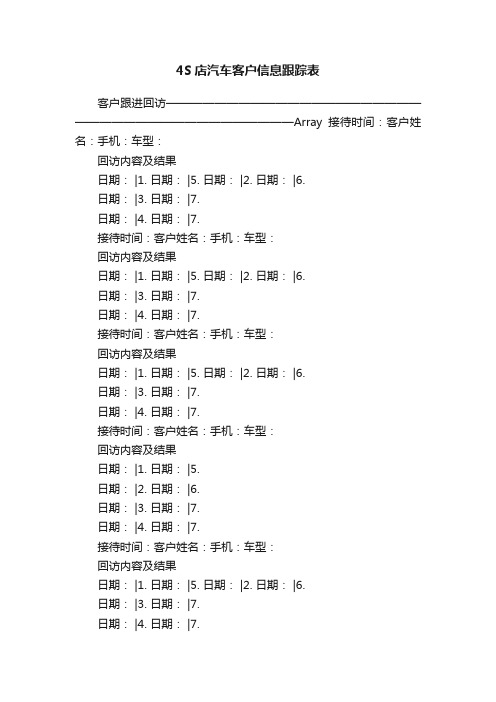 4S店汽车客户信息跟踪表