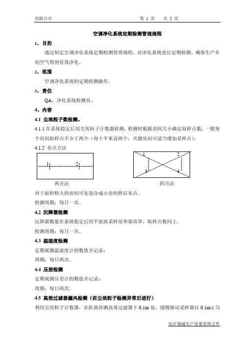 空调净化系统定期检测管理规程