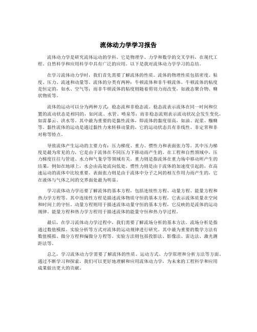 流体动力学学习报告