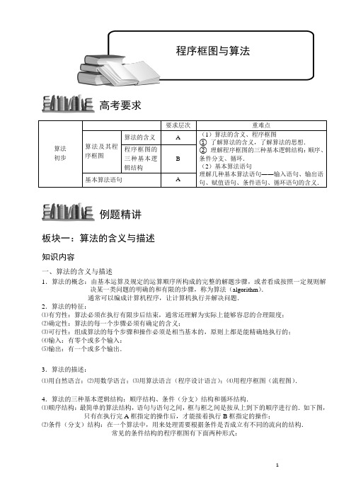 高考数学讲义程序框图与算法.参考教案.学生版