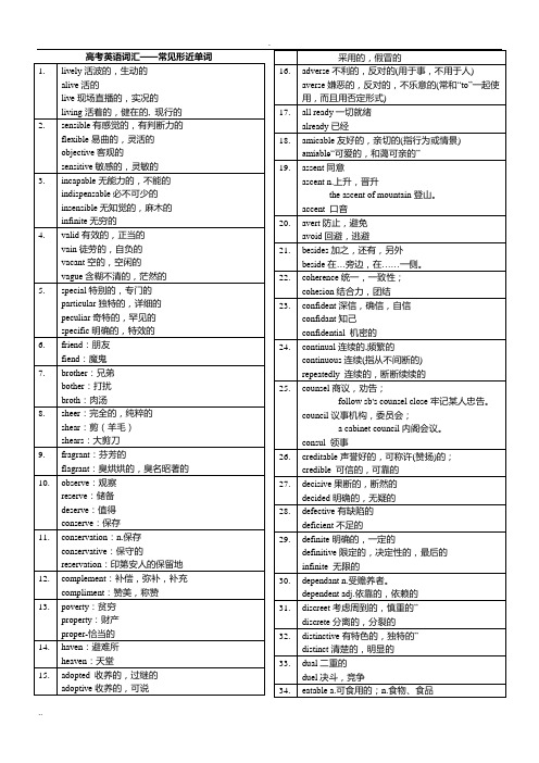 高考英语词汇常见形近单词