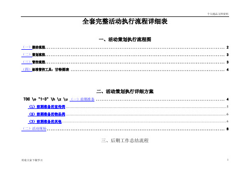 史上最完整的详细活动策划执行方案(最完整的项目策划与执行表)