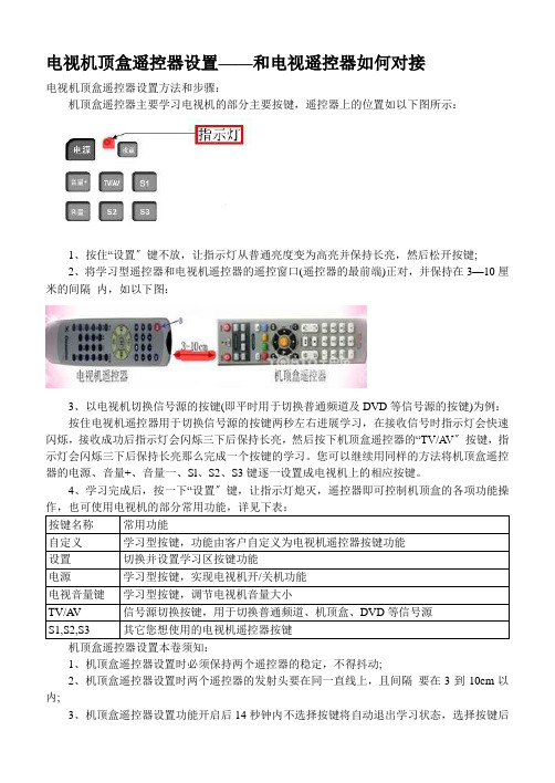 电视机顶盒遥控器设置——和电视遥控器如何对接