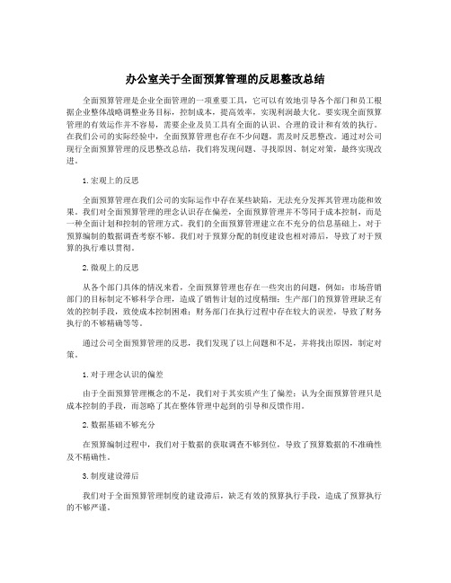 办公室关于全面预算管理的反思整改总结