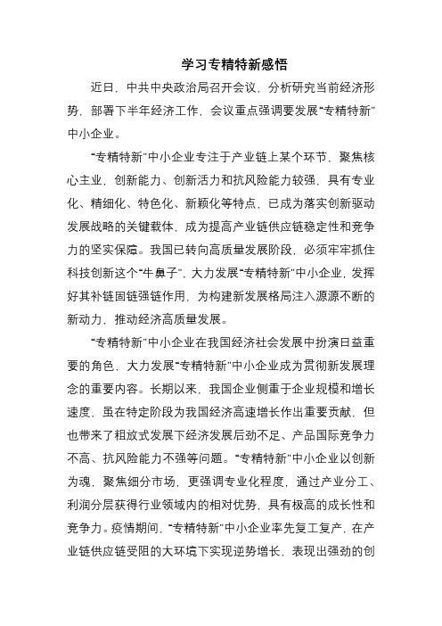 学习专精特新感悟