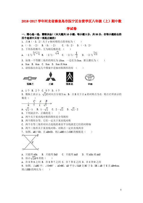 河北省秦皇岛市抚宁区台营学区八年级数学上学期期中试卷(含解析) 新人教版