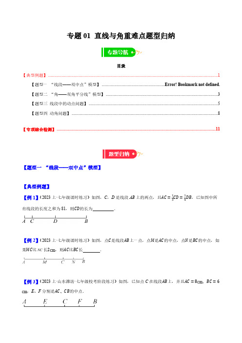 专题01 直线与角重难点题型归纳(原卷版)