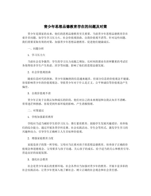 青少年思想品德教育存在的问题及对策