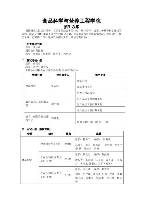 中国农大2011年研究生复试招生方案及安排