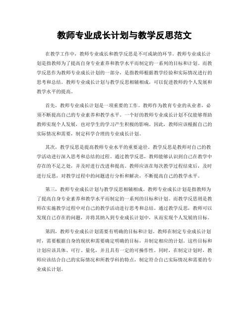 教师专业成长计划与教学反思范文